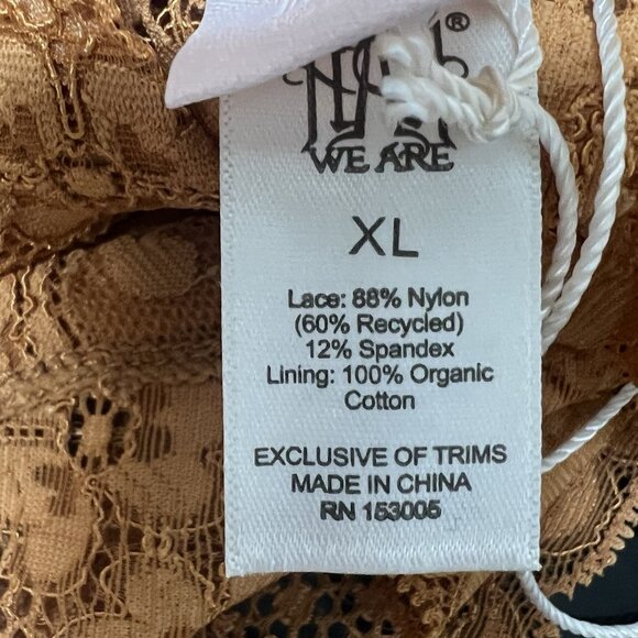 NWT Free People x WE ARE HAH Chase Me Down Panty XL X-Large Brown Sugar Lace - Picture 7 of 15